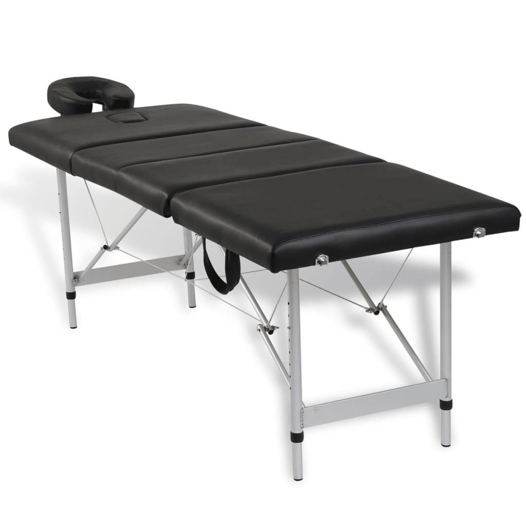 Vidaxl Massage Dësch mat 4 Zonen klappen Aluminum Frame schwaarz