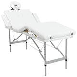 VIDAXL -Massage -Tabelle mit Aluminiumrahmen zusammenklappbar (vier Teile Creme weiß)