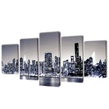 VIDAXL -Leinwand Wanddruck Set Monochrom New York Skyline 100 x 50 cm