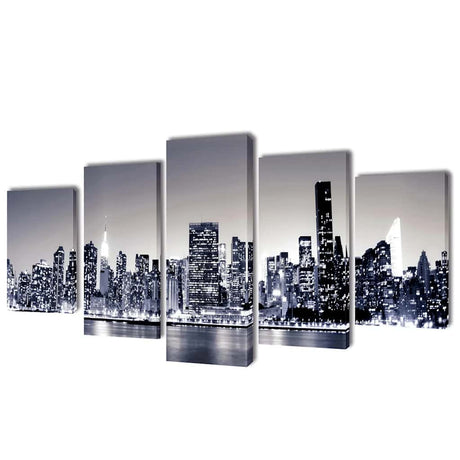 VIDAXL -Leinwand Wanddruck Set Monochrom New York Skyline 100 x 50 cm