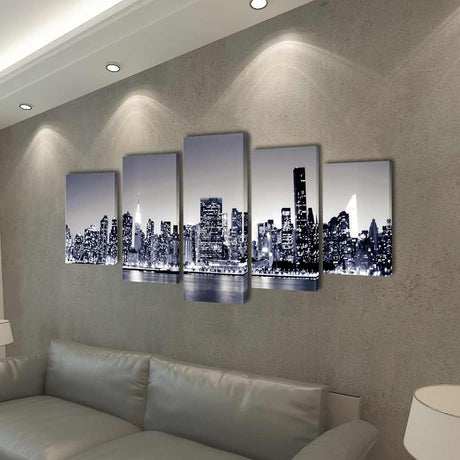 VIDAXL -Leinwand Wanddruck Set Monochrom New York Skyline 100 x 50 cm