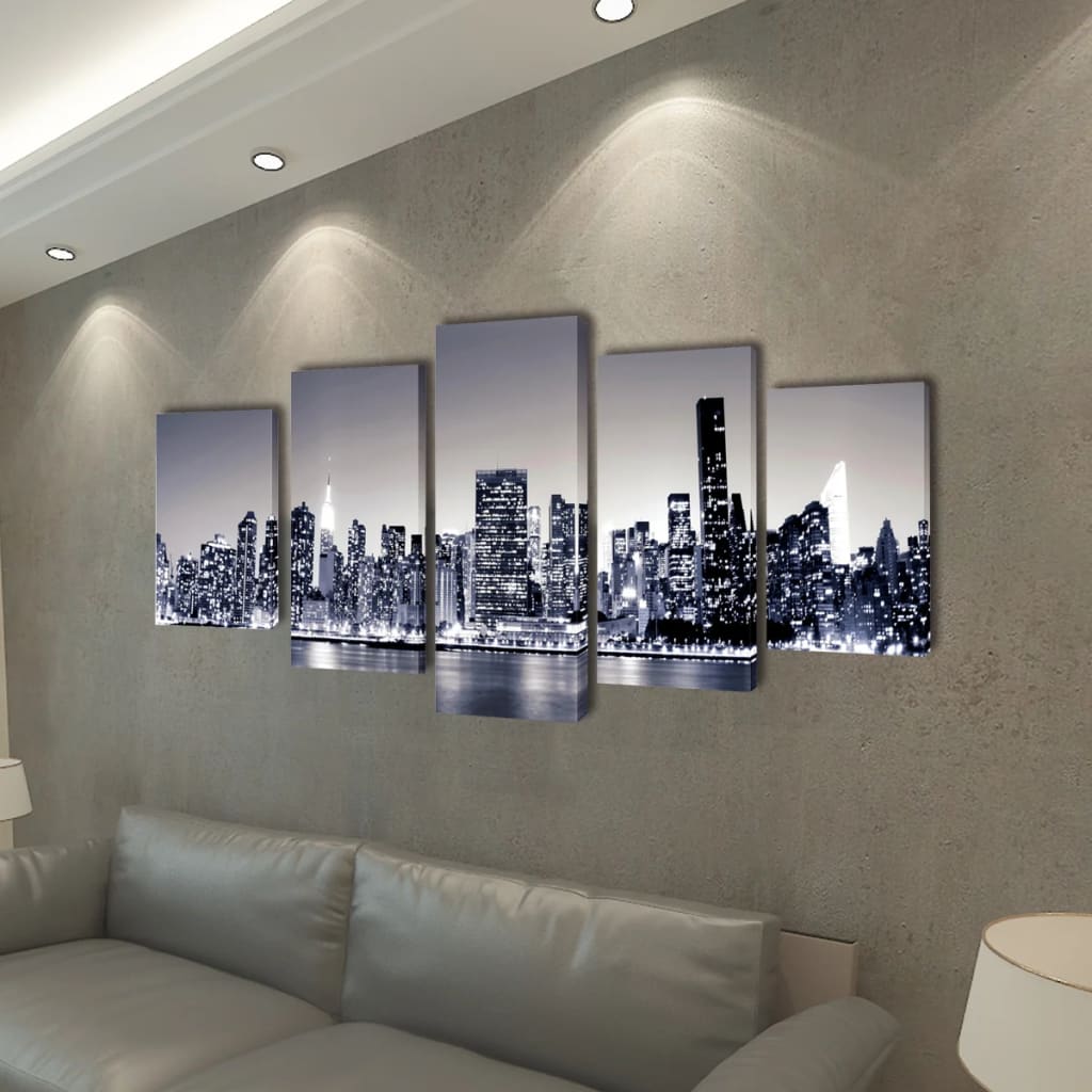 Vidaxl Canvas stenski tlak nastavite enobarvno York Skyline 200 x 100 cm