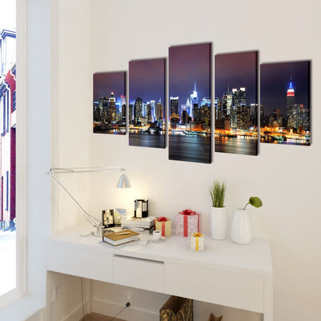 Vidaxl Leinwand Wanddruck Set Buntes New York Skyline 100 x 50 cm