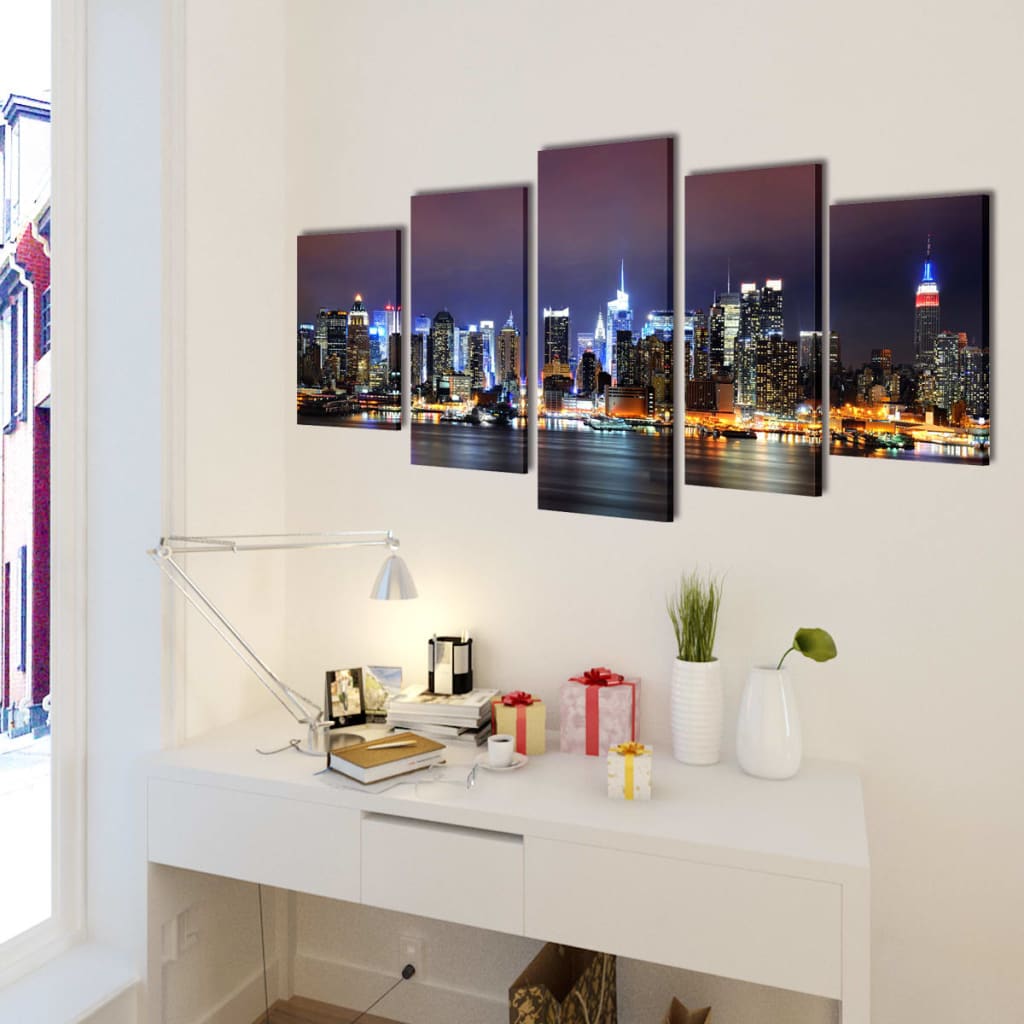 Vidaxl Canvas Wanddruckset Buntes New York Skyline 200 x 100 cm