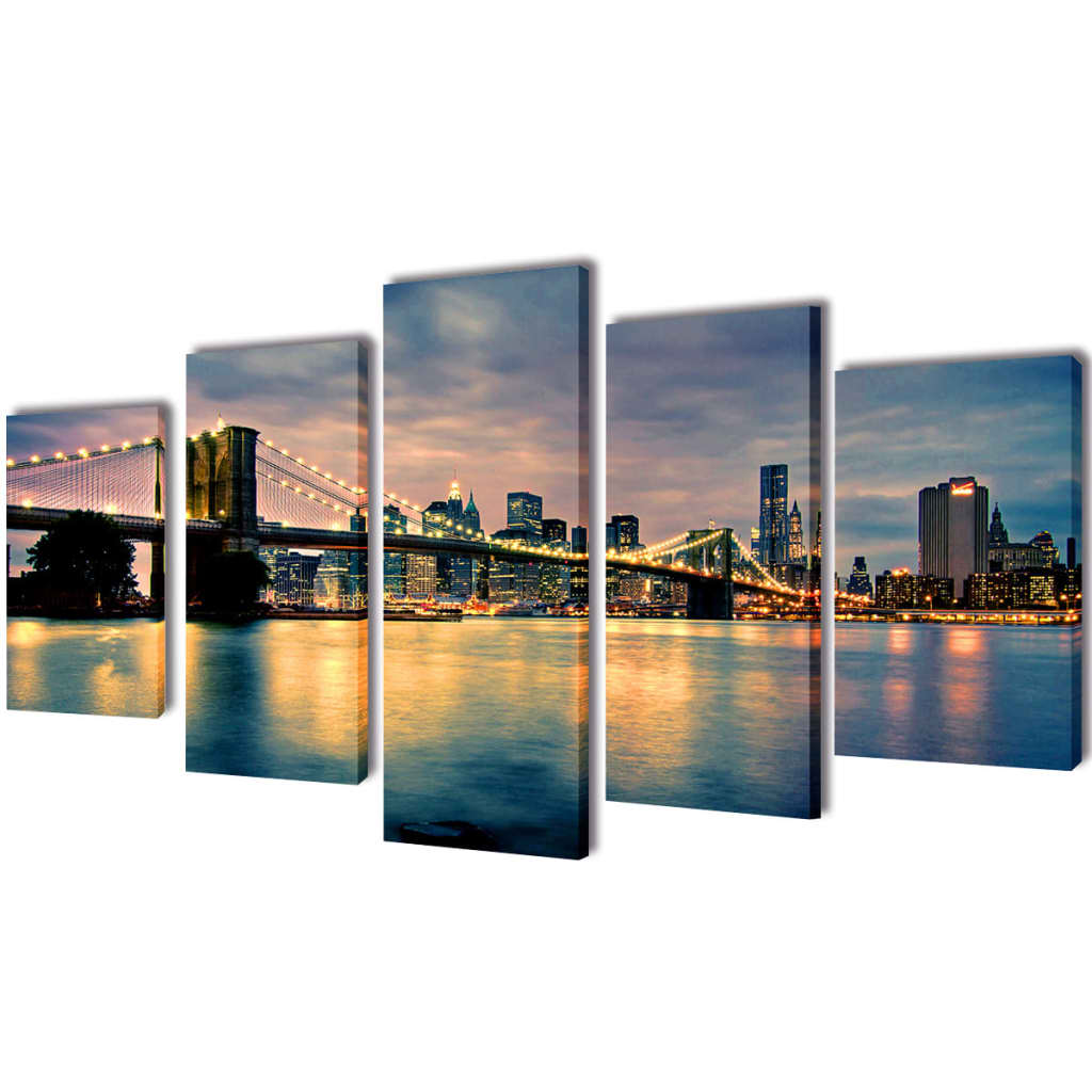 Vidaxl Canvas Stenski tlak set Brooklyn Bridge River View 200 x 100 cm