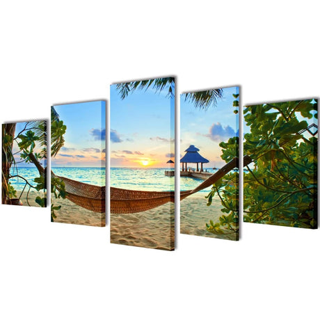 Vidaxl Canvas Wanddruck sagen Sandstrand mit Hängematte 200 x 100 cm