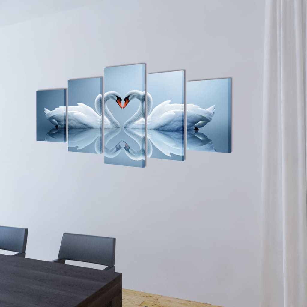 Vidaxl Leinwand Wanddruckset Swan 200 x 100 cm