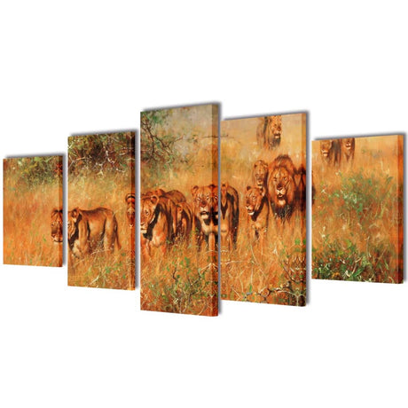 VIDAXL -Leinwand Wanddruck Set Lion 100 x 50 cm