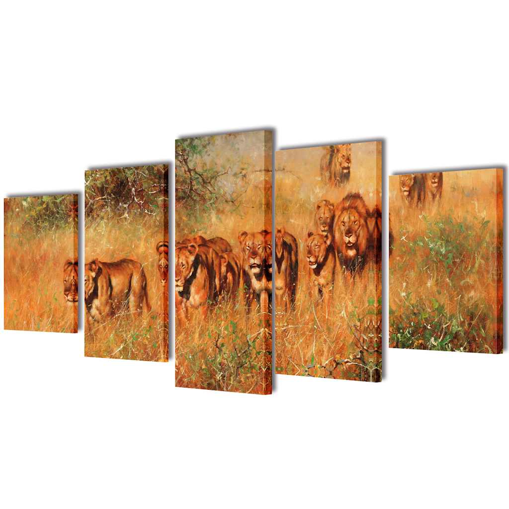 VIDAXL -Leinwand Wanddruck Set Lion 100 x 50 cm