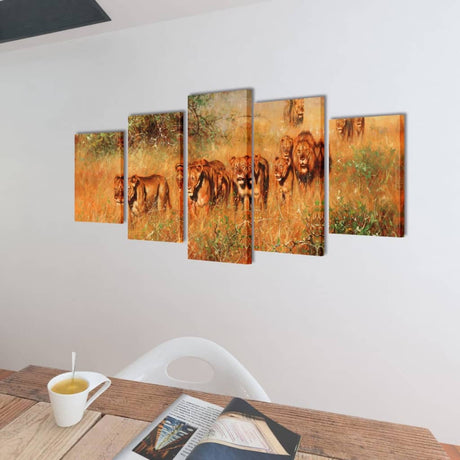 VIDAXL -Leinwand Wanddruck Set Lion 100 x 50 cm
