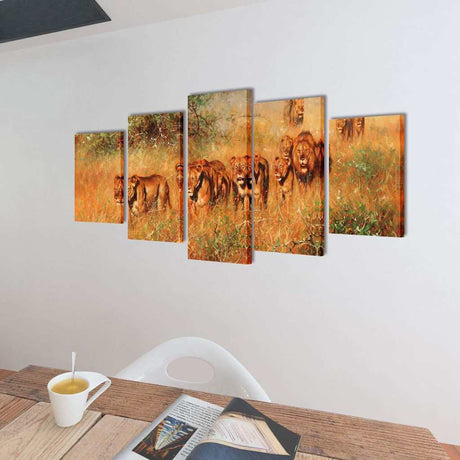 VIDAXL -Leinwand Wanddruck Set Lion 100 x 50 cm