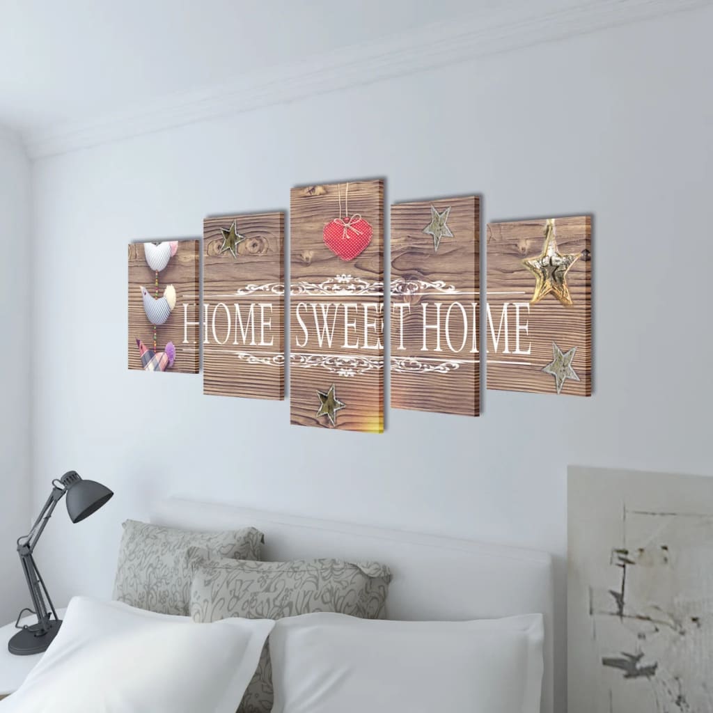 Vidaxl lienzo a presión de la pared set de impresión Home Sweet Home 100 x 50 cm