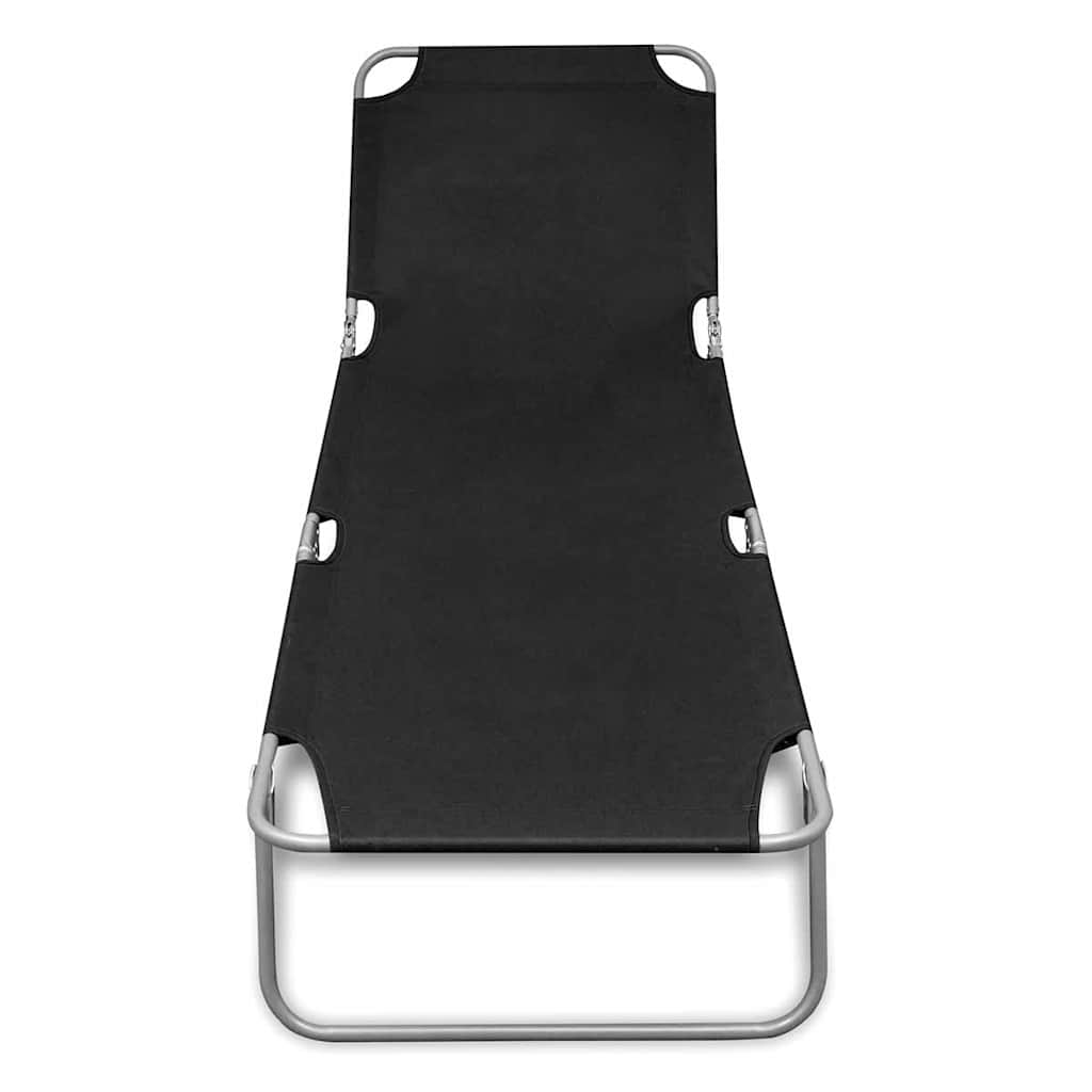 Vidaxl ligbed inklapbaar gepoedercoat staal zwart