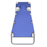 Vidaxl ligbed inklapbaar met hoofdkussen gepoedercoat staal blauw