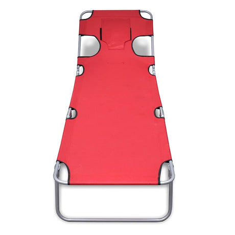 Vidaxl ligbed inklapbaar met hoofdkussen gepoedercoat staal rood