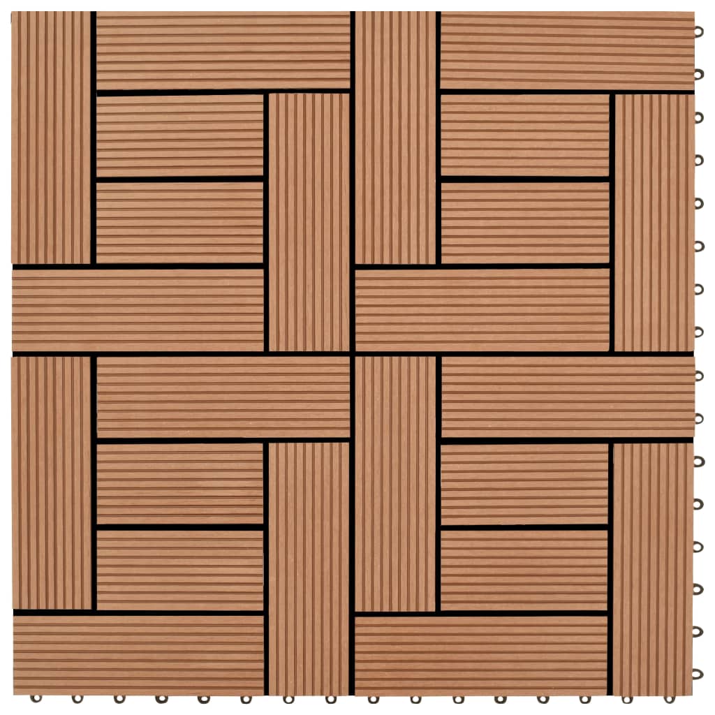 Vidaxl Terrace Tiles 11 stycken 30 x 30 cm WPC 1 m2 Brun