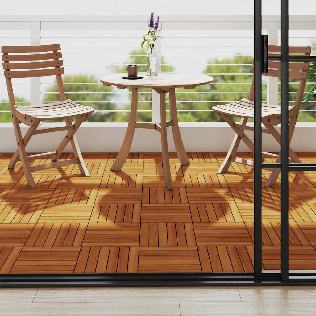 Vidaxl Terrass Tiles Acacia Holz 30 x 30 CM vertikal Muster (10 Stécker)