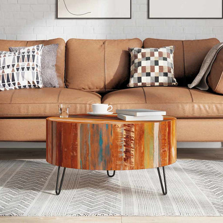 Vidaxl salontafel rond massief gerecycled hout