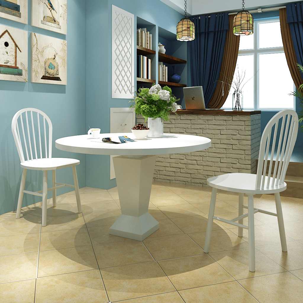 Vidaxl eetkamerstoelen 2 st massief rubberwood wit