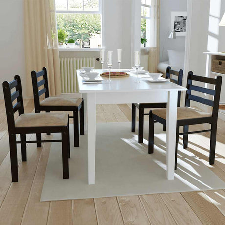 Vidaxl eetkamerstoelen 4 st massief rubberwood en fluweel bruin