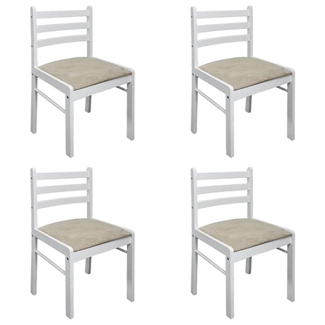 Vidaxl eetkamerstoelen 4 st massief rubberwood en fluweel wit