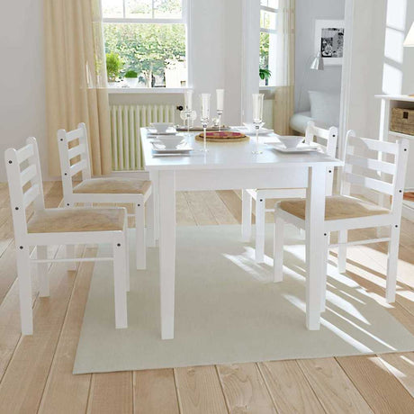 Vidaxl eetkamerstoelen 4 st massief rubberwood en fluweel wit