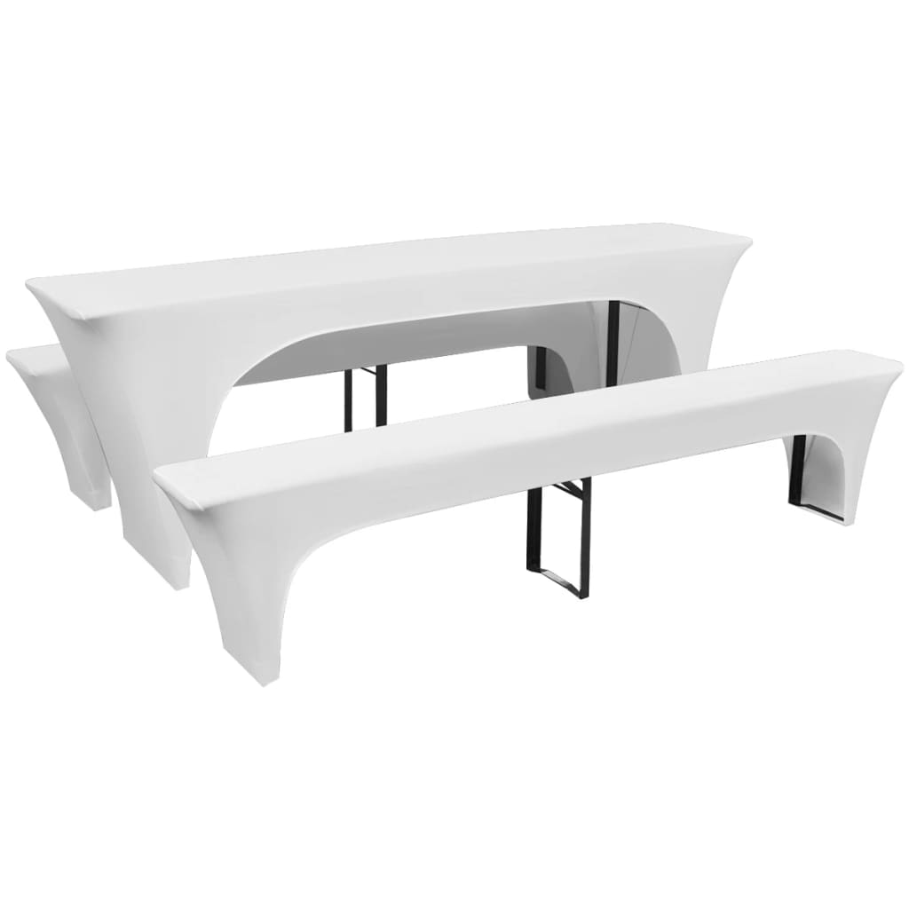 VIDAXL -Abdeckung für Biertisch und Bänke 225x50x80 cm Stretch White 3 STs