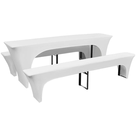 VIDAXL -Abdeckung für Biertisch und Bänke 225x50x80 cm Stretch White 3 STs