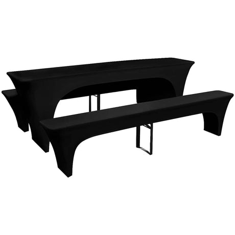 VIDAXL -Abdeckung für Biertisch und Bänke 225 x 50 x 80 cm Stretch Black 3 STs