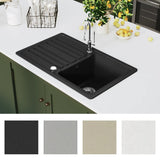 Vidaxl -Waschbecken Granit Einerkörper mit Abfluss reversibler Schwarz