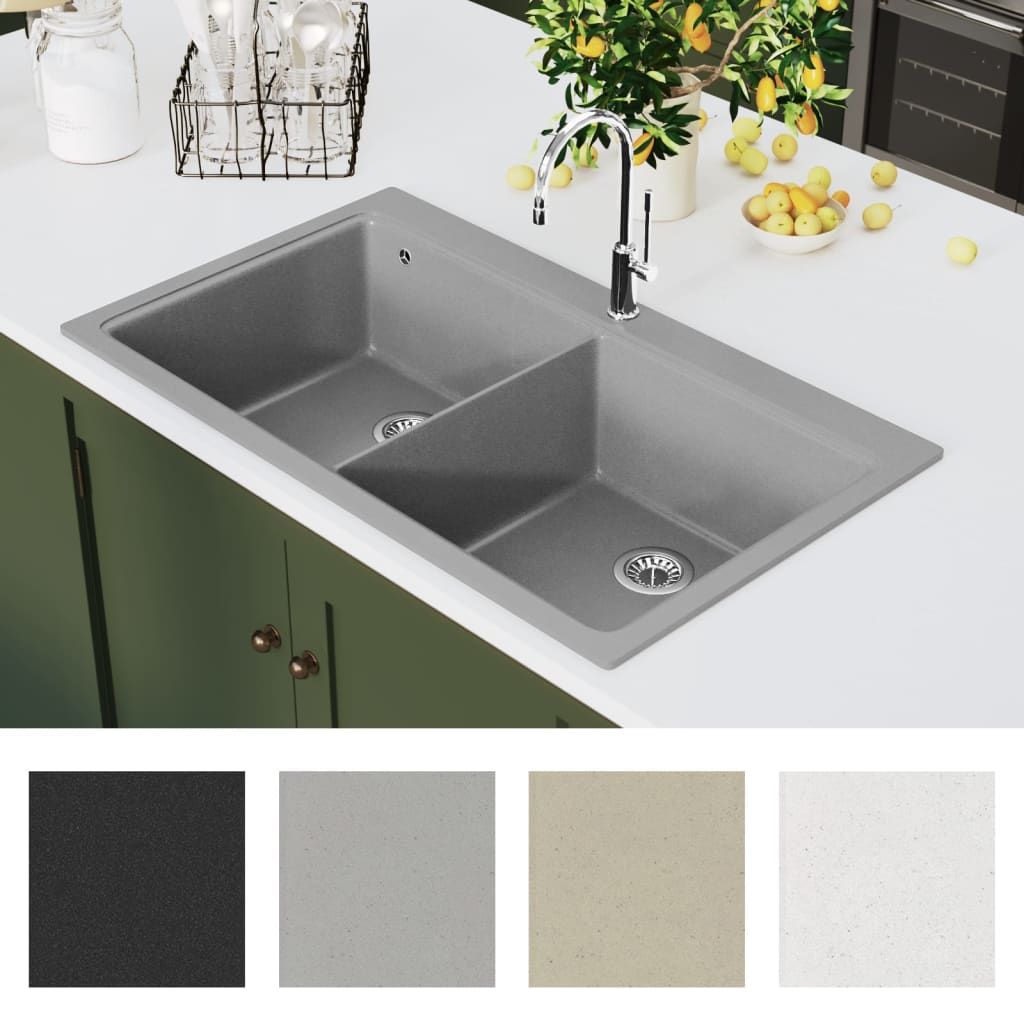 Vidaxl sink Struktur Granit Duebel Bowl Grey