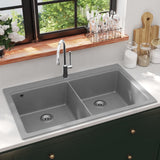 Vidaxl sink Struktur Granit Duebel Bowl Grey