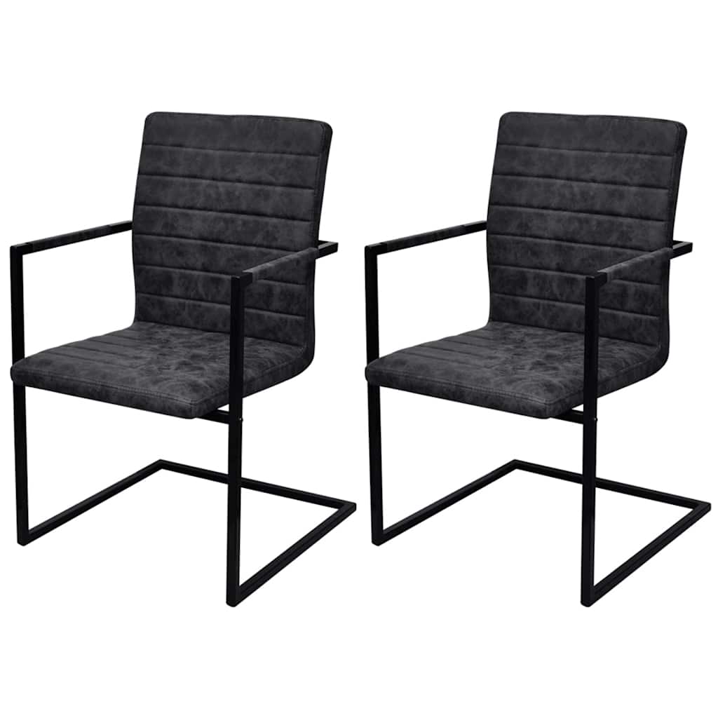 Vidaxl eetkamerstoelen 2 st kunstleer zwart