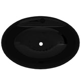 Vidaxl -Waschbecken mit Überlauf, Keramik, Oval, Schwarz