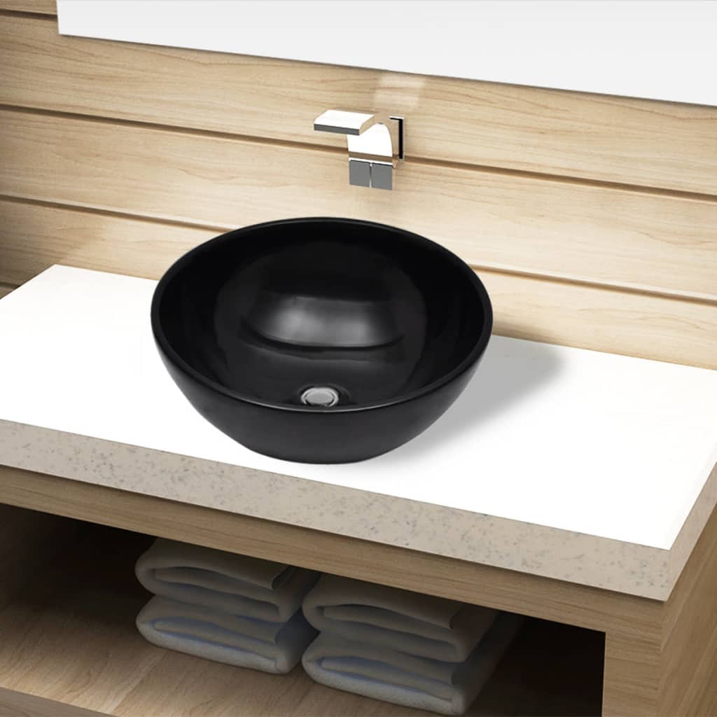 Vidaxl Washbasin, keramika, kulatá, černá 325 mm