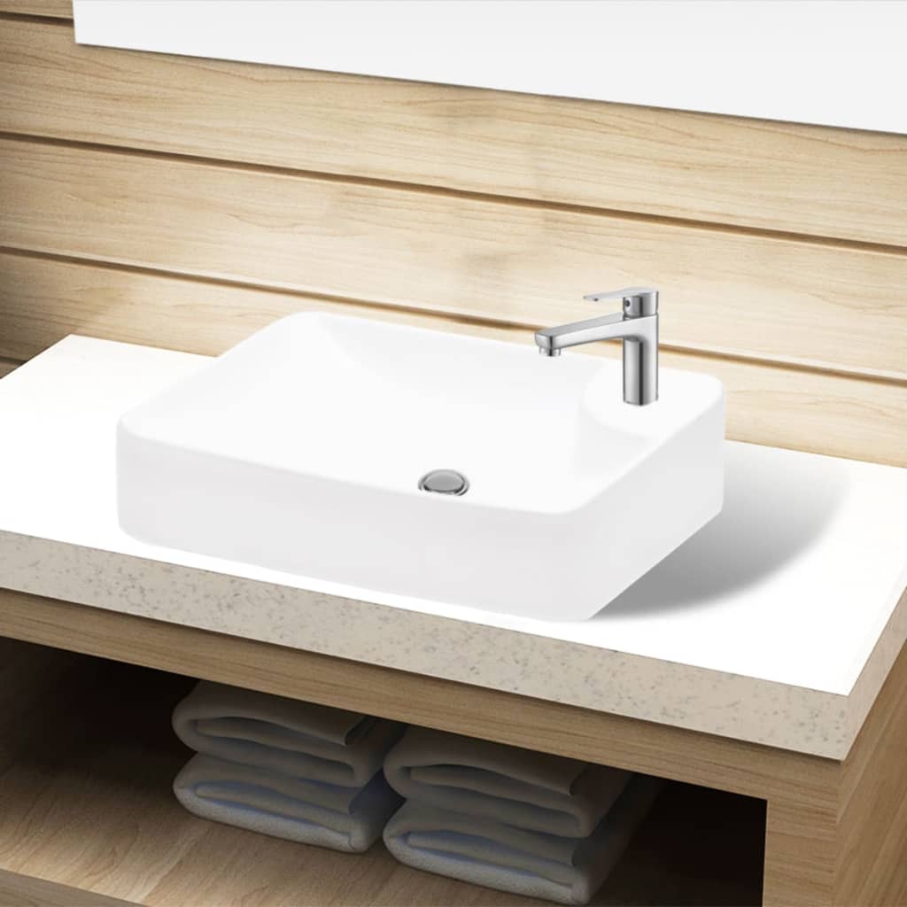 VidaXL sink with tap hole, ceramics, white