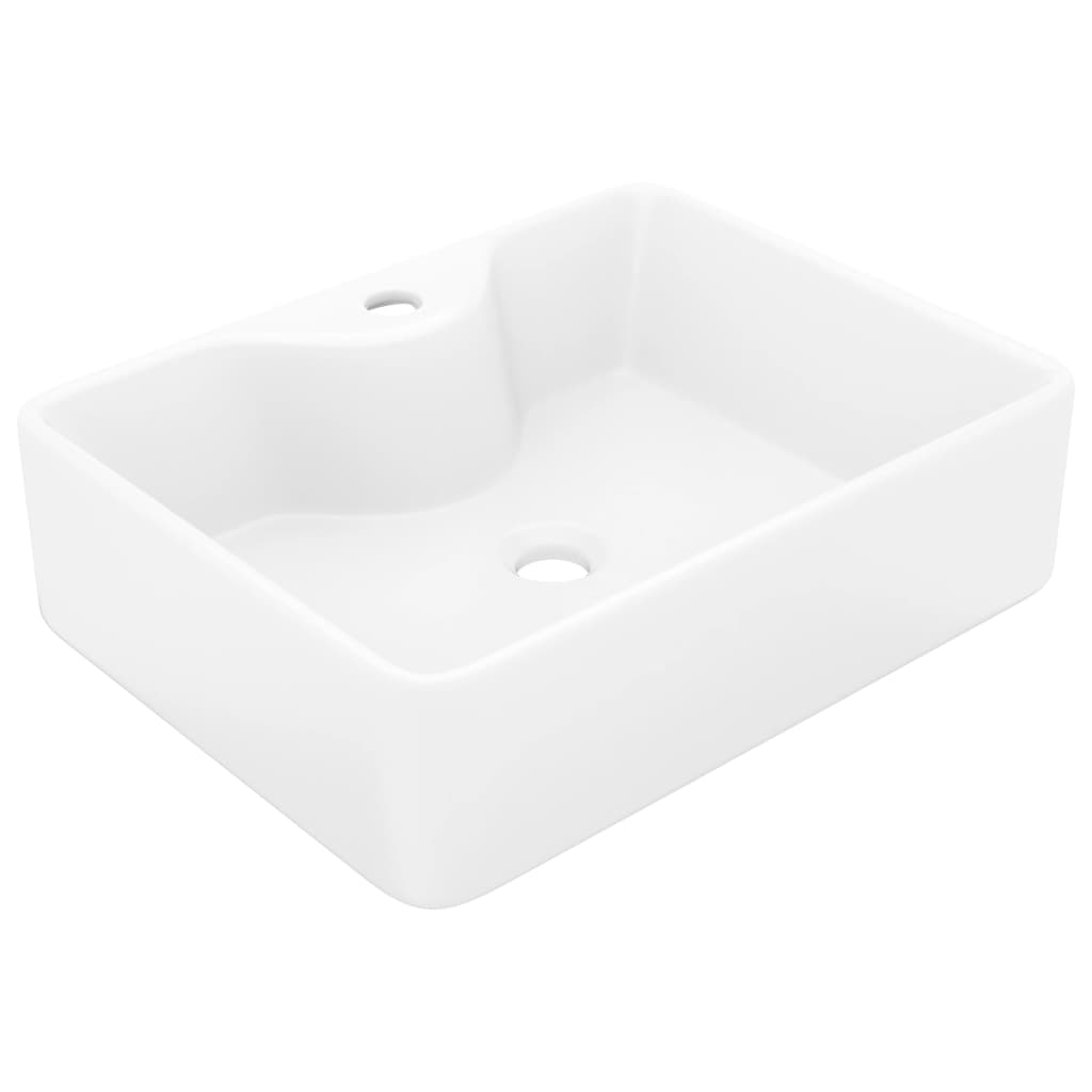 Vidaxl Washbasin z ceramiką z otworu dźwigu biały kwadrat