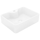 Vidaxl Washbasin con cigüeña de la grúa Cerámica cuadrada blanca