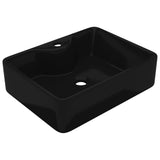 VidaXL Washbasin With Crane Hole Black Square Ceramic