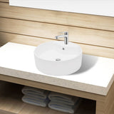 Vidaxl washbasin s přistáním, keramika, kulaté, bílé