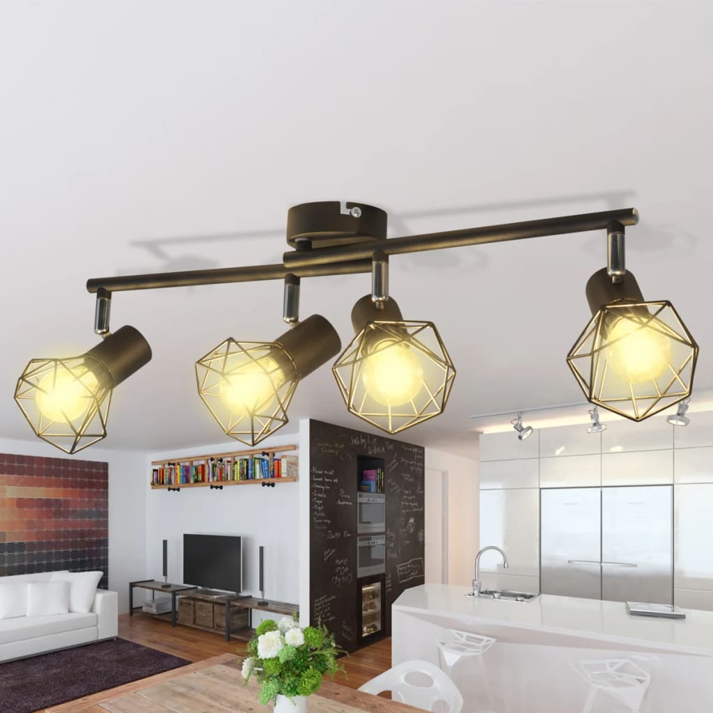 Vidaxl Lampada a soffitto con 4 LED in stile industriale nero