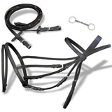 Vidaxl Bridle in pelle con nastro combinato, redini e pannocchia nera bit