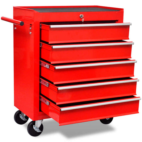 VidaXL Werkzeugwagen 5 Schubladen rot