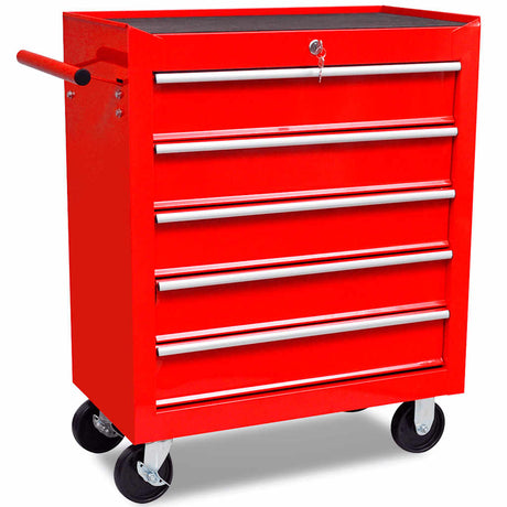 VidaXL Werkzeugwagen 5 Schubladen rot