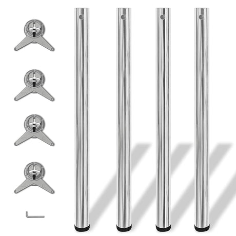 Vidaxl tafelpoten in hoogte verstelbaar chroom 870 mm 4 st