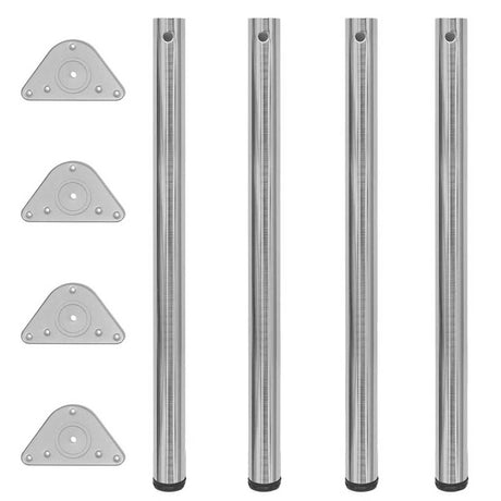 Vidaxl tafelpoten in hoogte verstelbaar geborsteld nikkel 870 mm 4 st