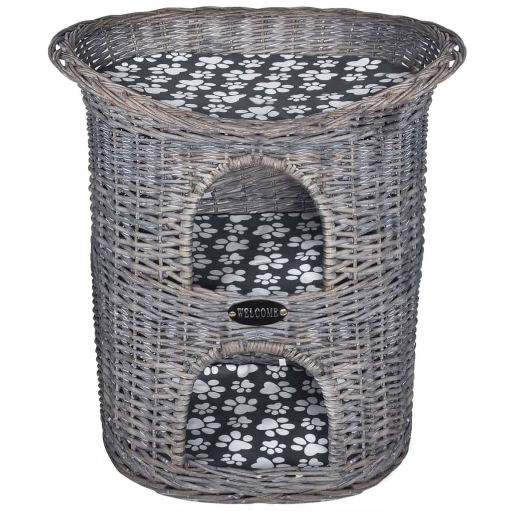 Vidaxl cat bed house scratching post 2-layer with cushion willows