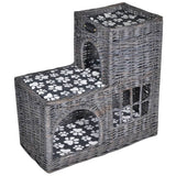 Vidaxl cat bed house Castle with cushion willows