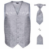 Vidaxl mannen trouwvest set zilver 56 polyester