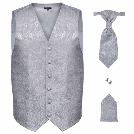 Vidaxl mannen trouwvest set zilver 56 polyester